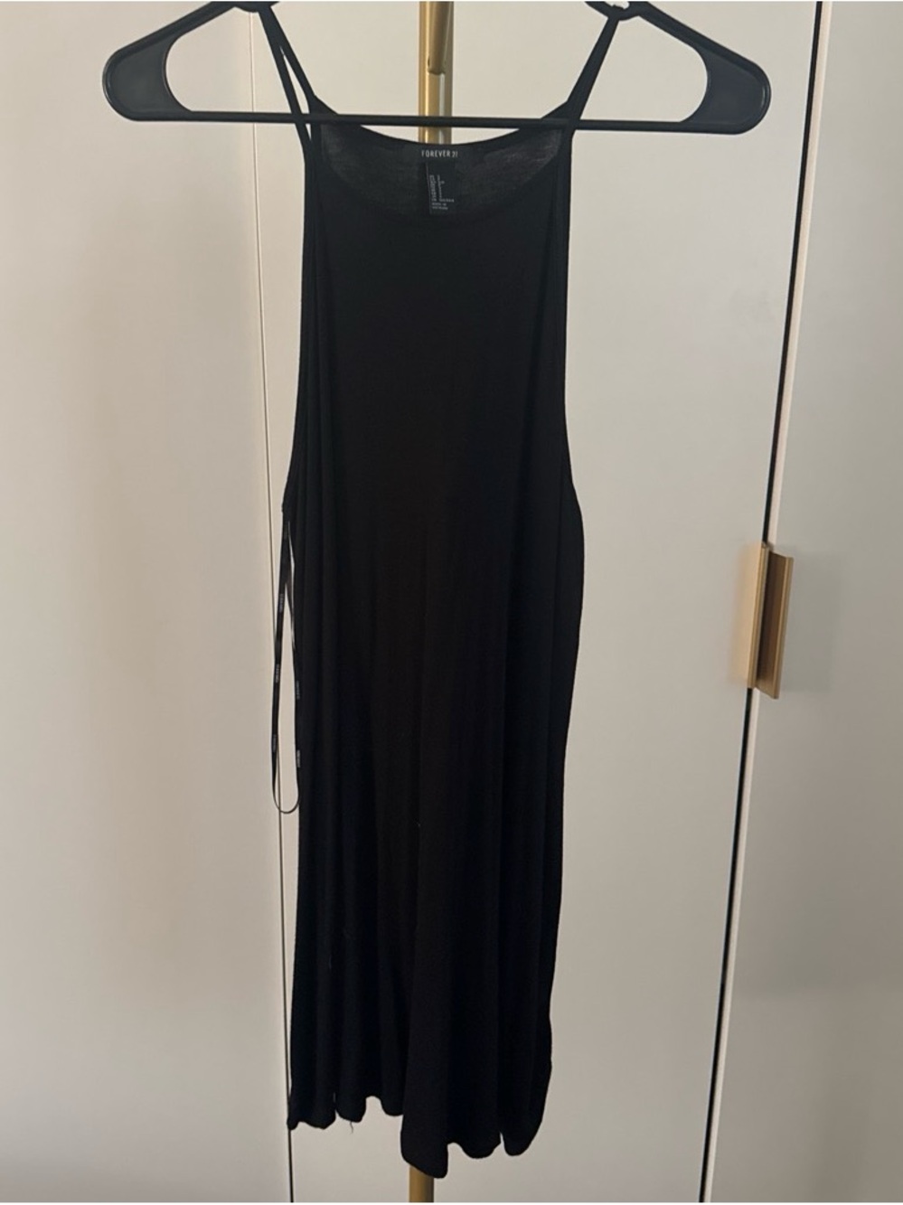Forever 21 Black High-Neck Sleeveless Midi Slip Dress